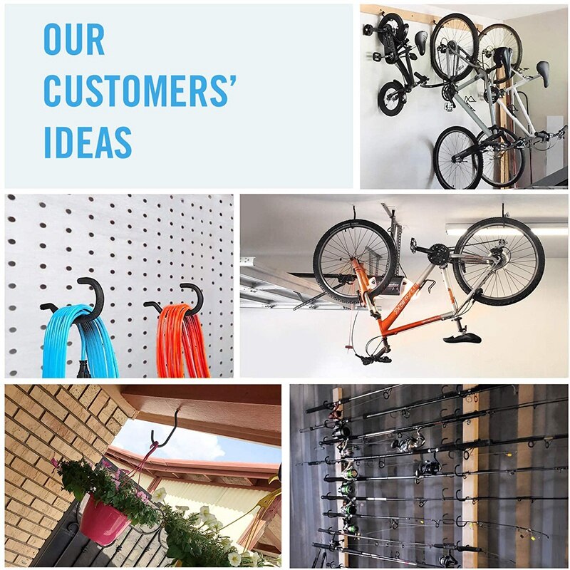 Paquet de 9 crochets de stockage de vélo, grands crochets à vis résistants pour le stockage de vélo de mur et de plafond de Garage, outil utilitaire