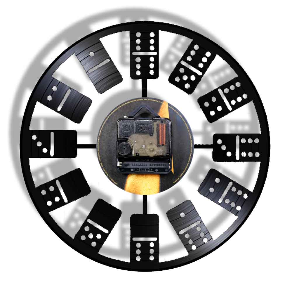 Classic Dominoes LED Wall Light Bedside Night Light Lamp Chess Game Entertainment Blocks Watch Made Of Real Vinyl Record