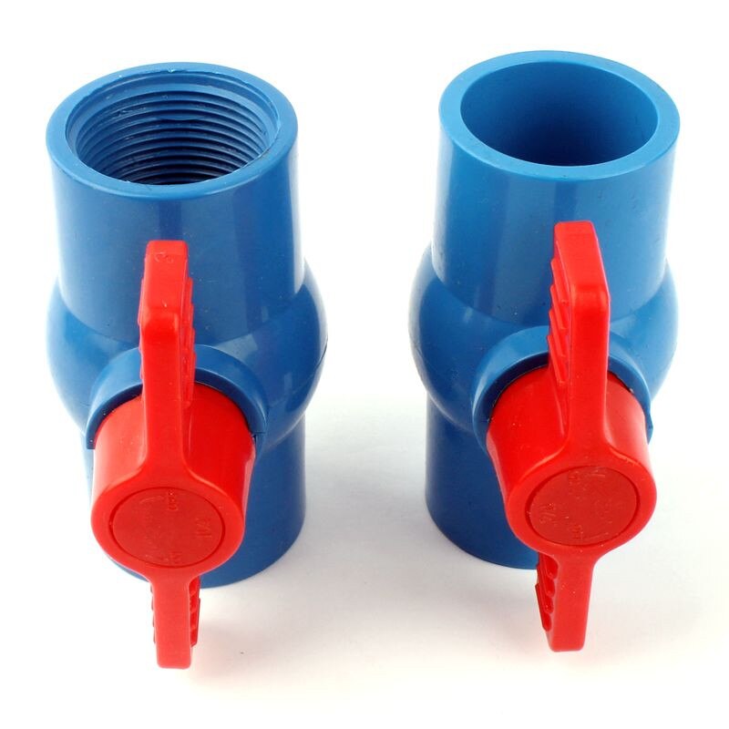 Inner Dia. 1 1/4" Female/40mm Socket Straight Trough Ball Valve Red Switch Ball Valve Blue PVC Valve Garden Irrigation Fittings