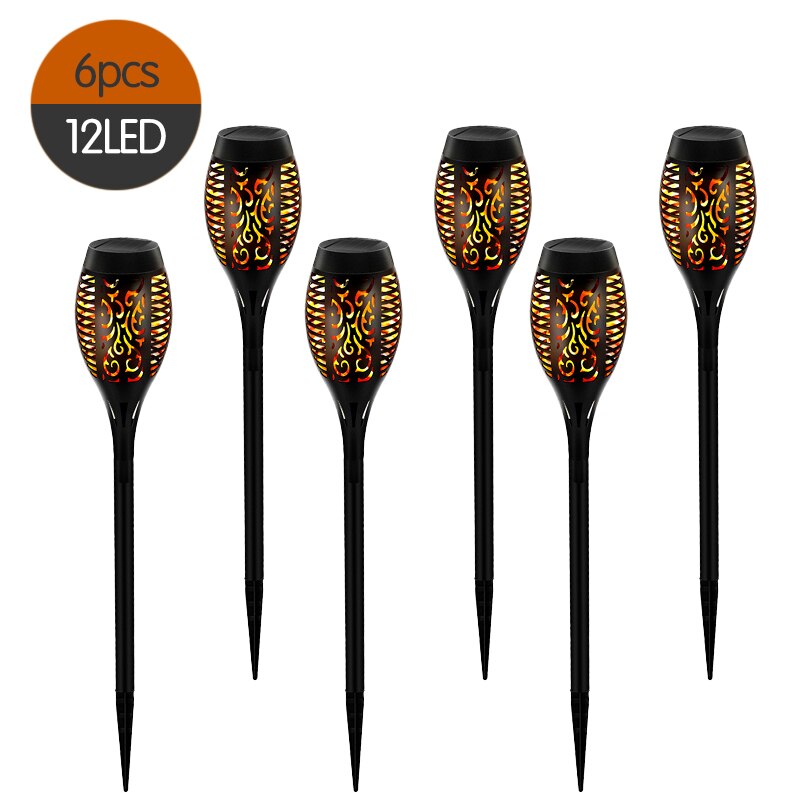 Led Solar Flame Lamp Outdoor Zaklamp Lights Veiligheid IP65 Waterdichte Licht Flikkeren Lichten Tuin Decoratie Gazon Licht Landschap: 6Pcs - 12 LED