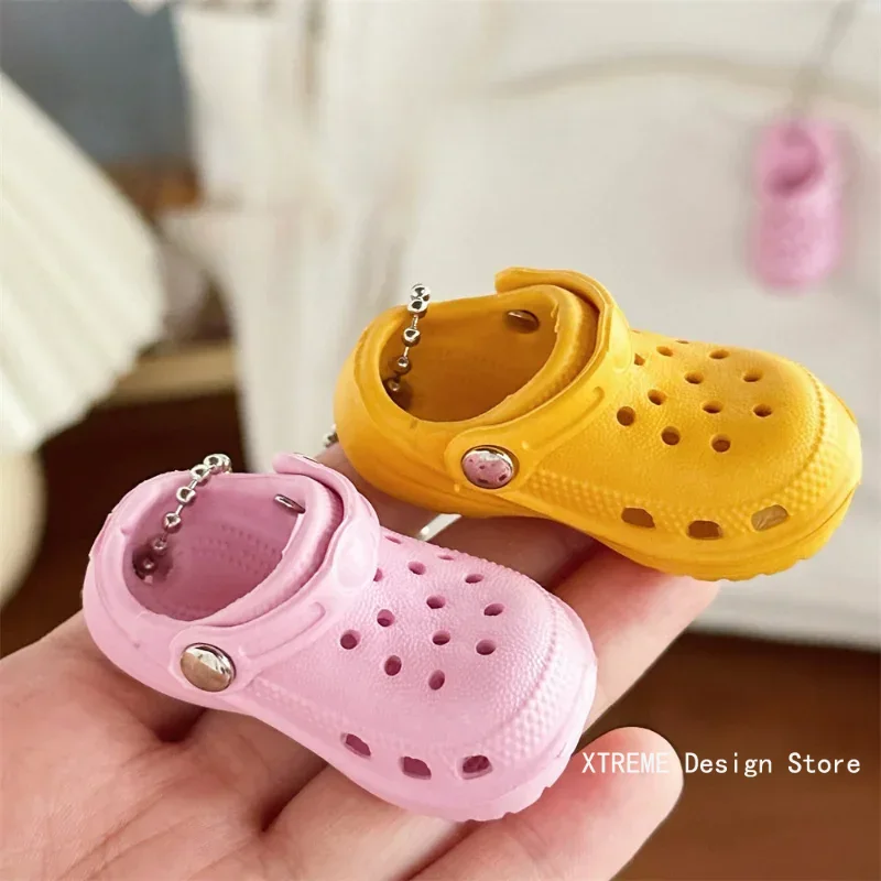 Simulation Mini EVA Hole Shoes Keychain Pendants Colorful Croc Shoe Charms For DIY Car Key Bag School Bag Backpack