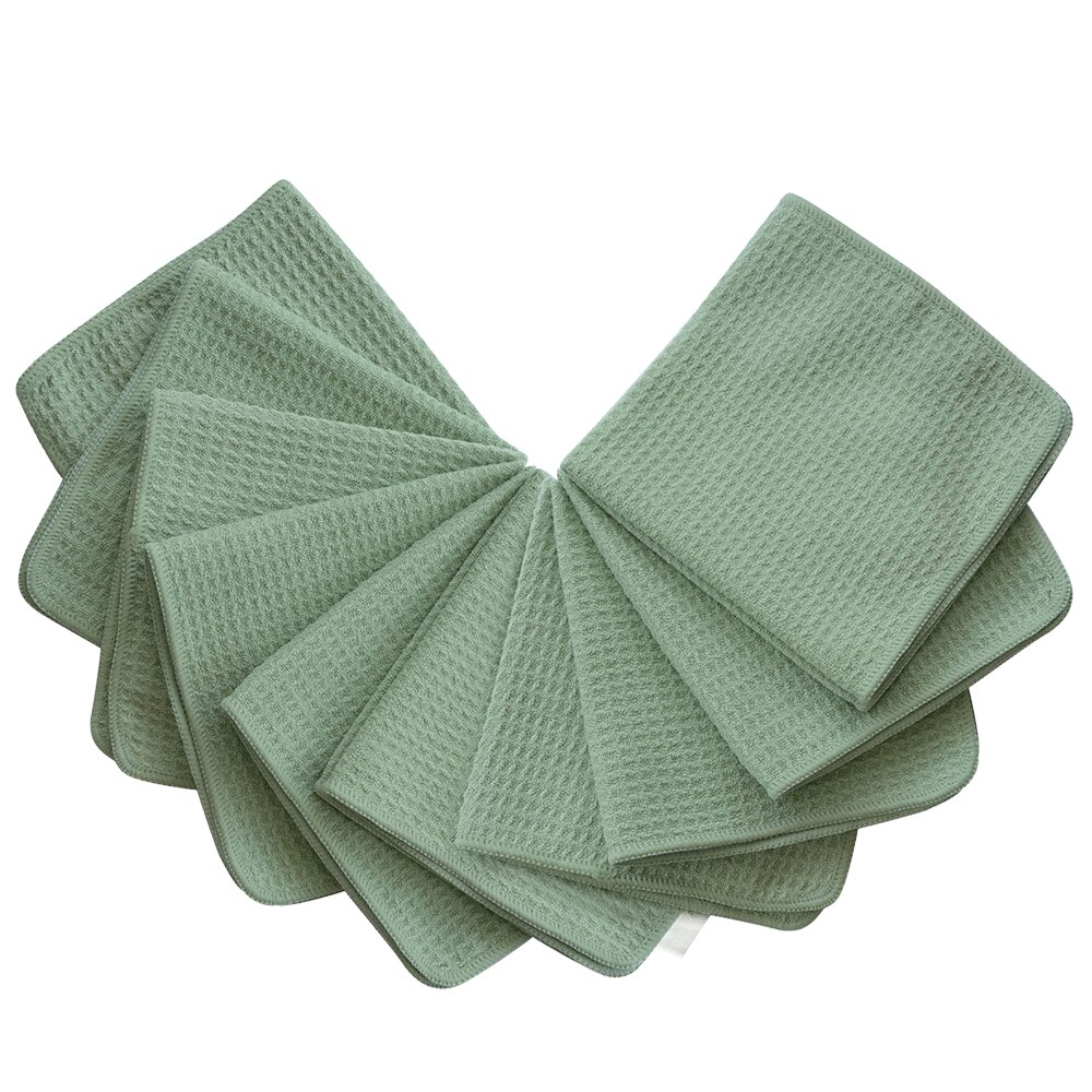 SINLAND Micro Fiber Waffle Weave Towel Microfiber Kitchen Cleaning Cloths Dish Drying Towels Hand Towels 3 Pcs 16inX24in White