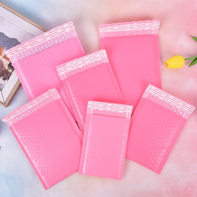 Rosa papper bubbel vadderade brev kuvert påse bubbel post kuvert påse förpackning påsar brevpåsar 10 st/lot
