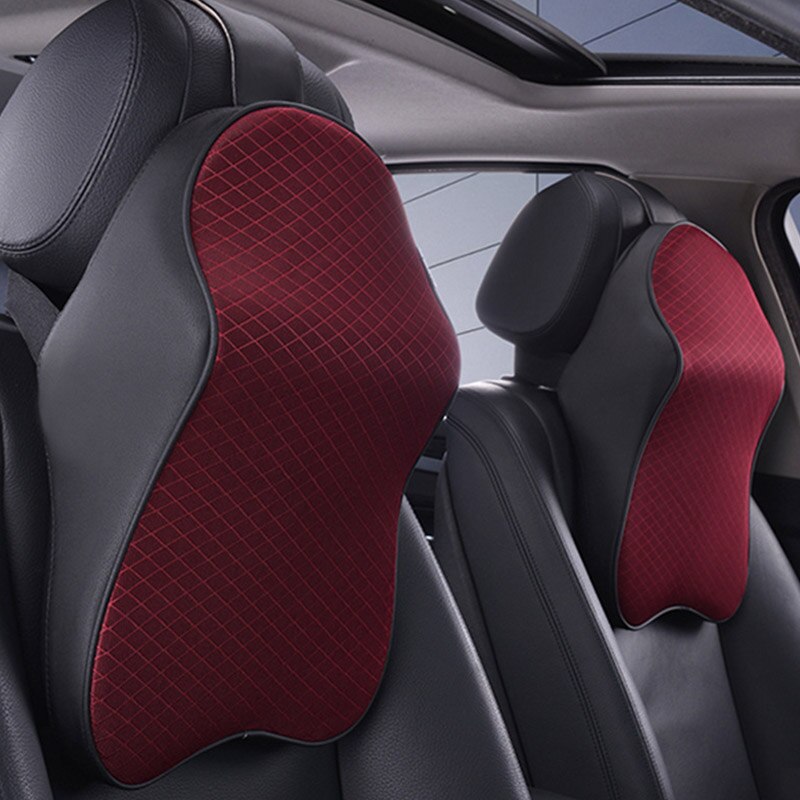 3D Memory Foam Head Rest Verstelbare Car Seat Hoofdsteun Kussen Voor De Hals Rest Taille Terug Ondersteuning Auto Accessoires: Black Red headrest