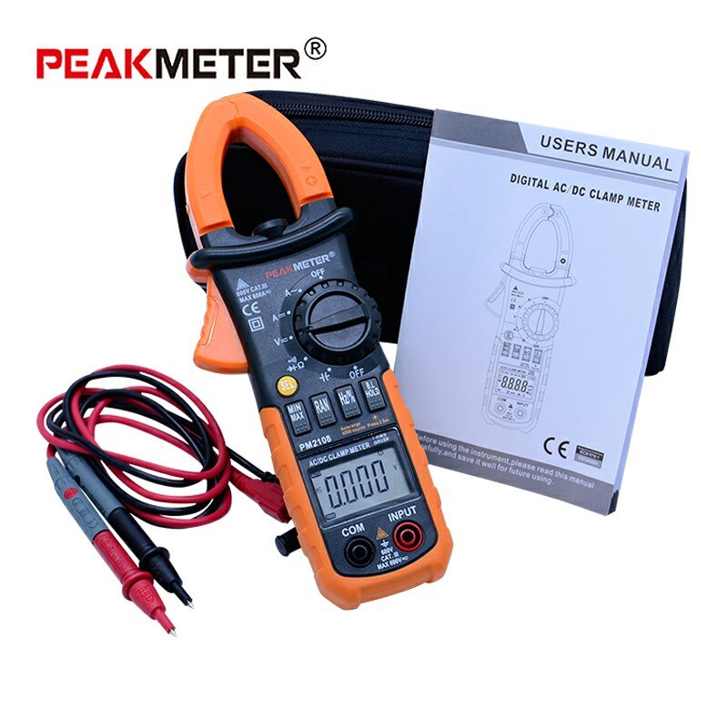 PEAKMETER PM2108 Digital Clamp Meter w/Backlight Earth Ground Unit Megohmmeter Resistance Earth Tester Multimeter Multimetro