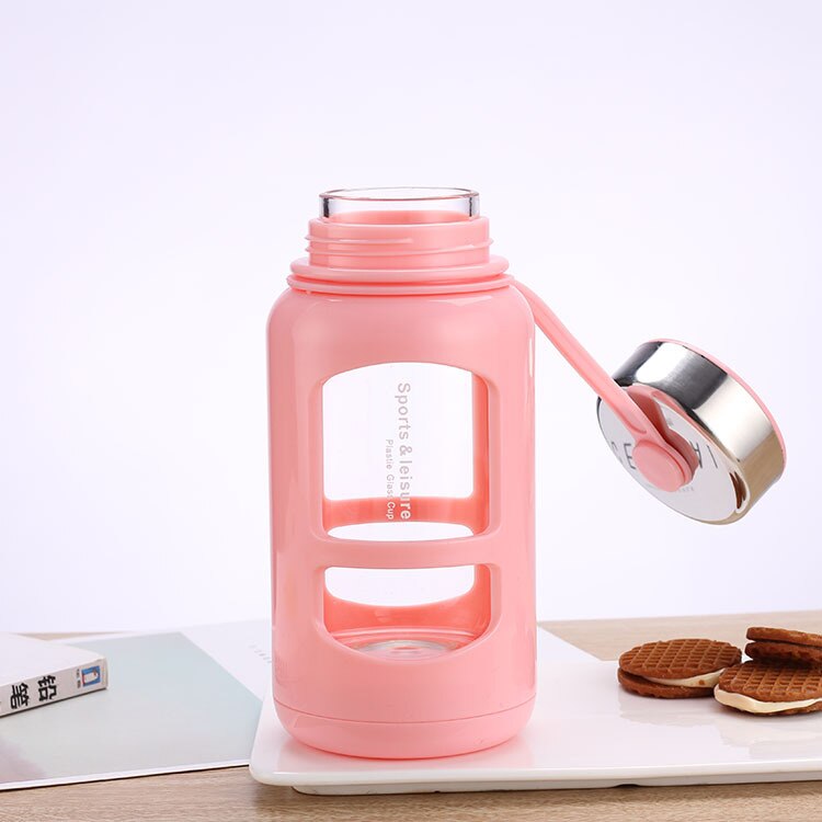 plastic glass large capacity big fat chubby glass flower tea cup custom water cup: Pink / 600 ML