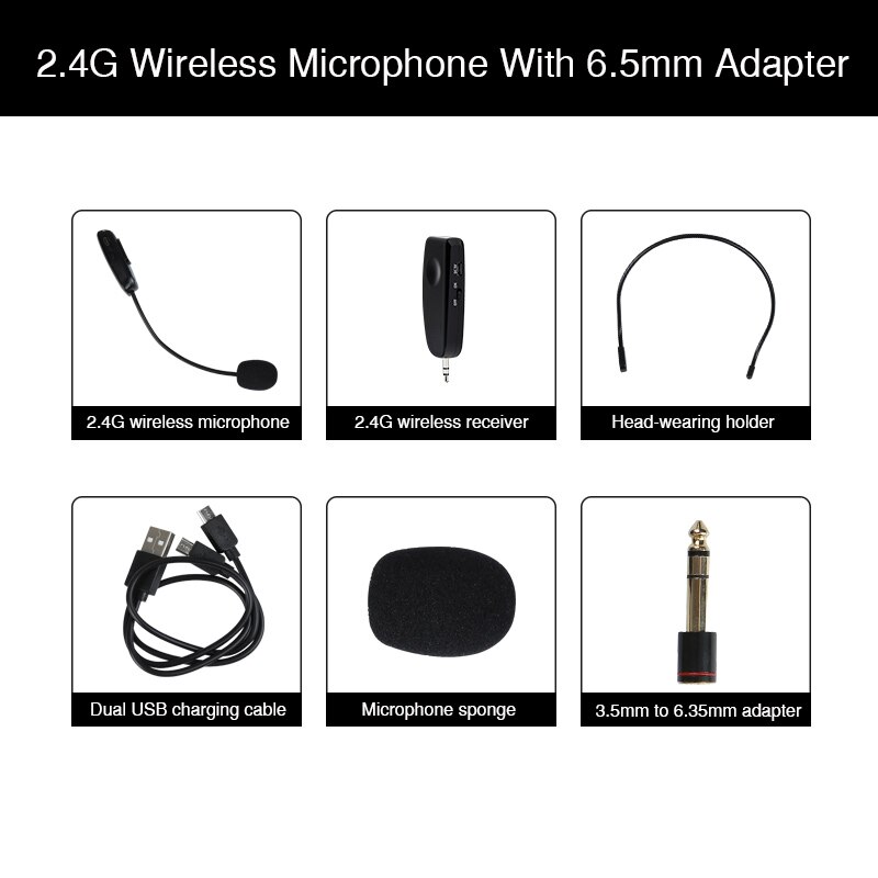 Mini 2.4G Wireless Microphone Systems Speech Headset Megaphone Mic For Computer PC Loudspeaker Teaching Tour Guide: 2.4G wireless mic