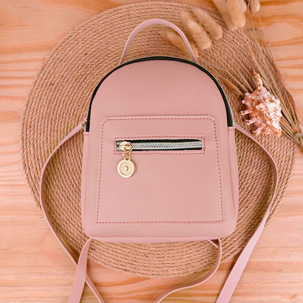 Transer petit sac à dos femmes Pu cuir école sac à bandoulière adolescent sac à dos étudiant sac voyage sac à dos femmes Mochilas Mujer #: Pink