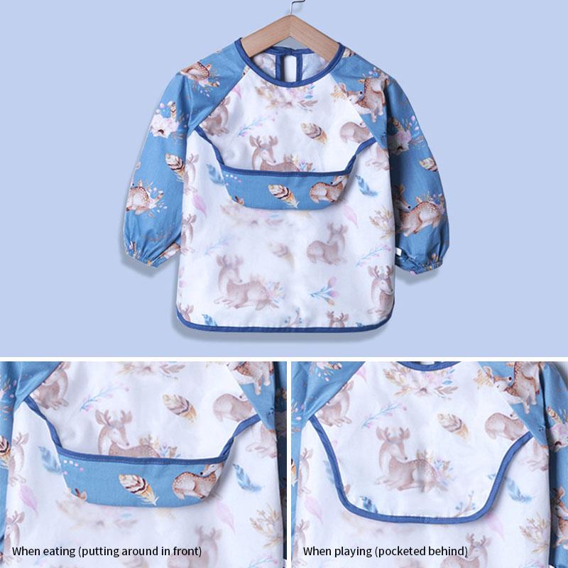 Bavoirs dessin animé à manches longues, tablier avec poche, imperméable, Smock d&#39;alimentation, bavoir en tissu banane pour bébés garçons et filles