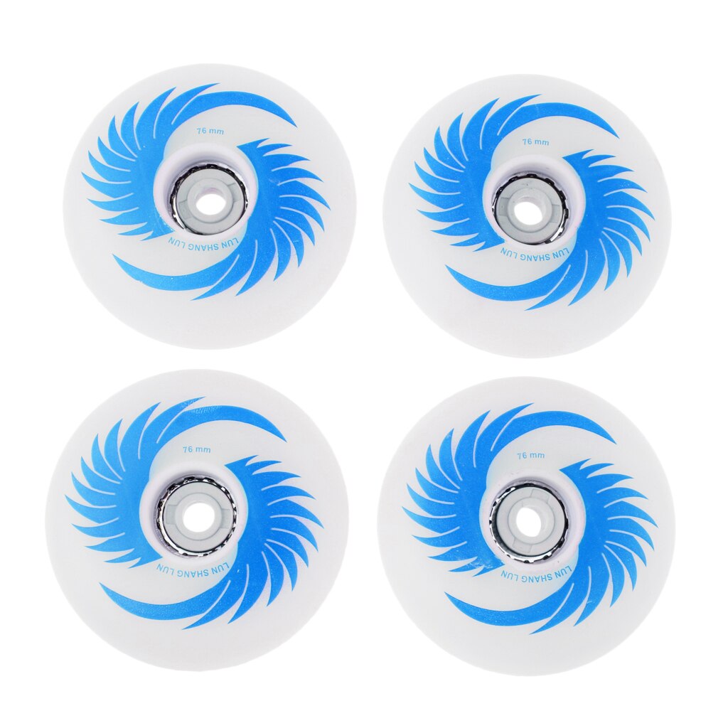 4 pièces planche à roulettes clignotant rouleau PU magnétique éclairer les roues de patins pour patins à roues alignées: 76mm Blue