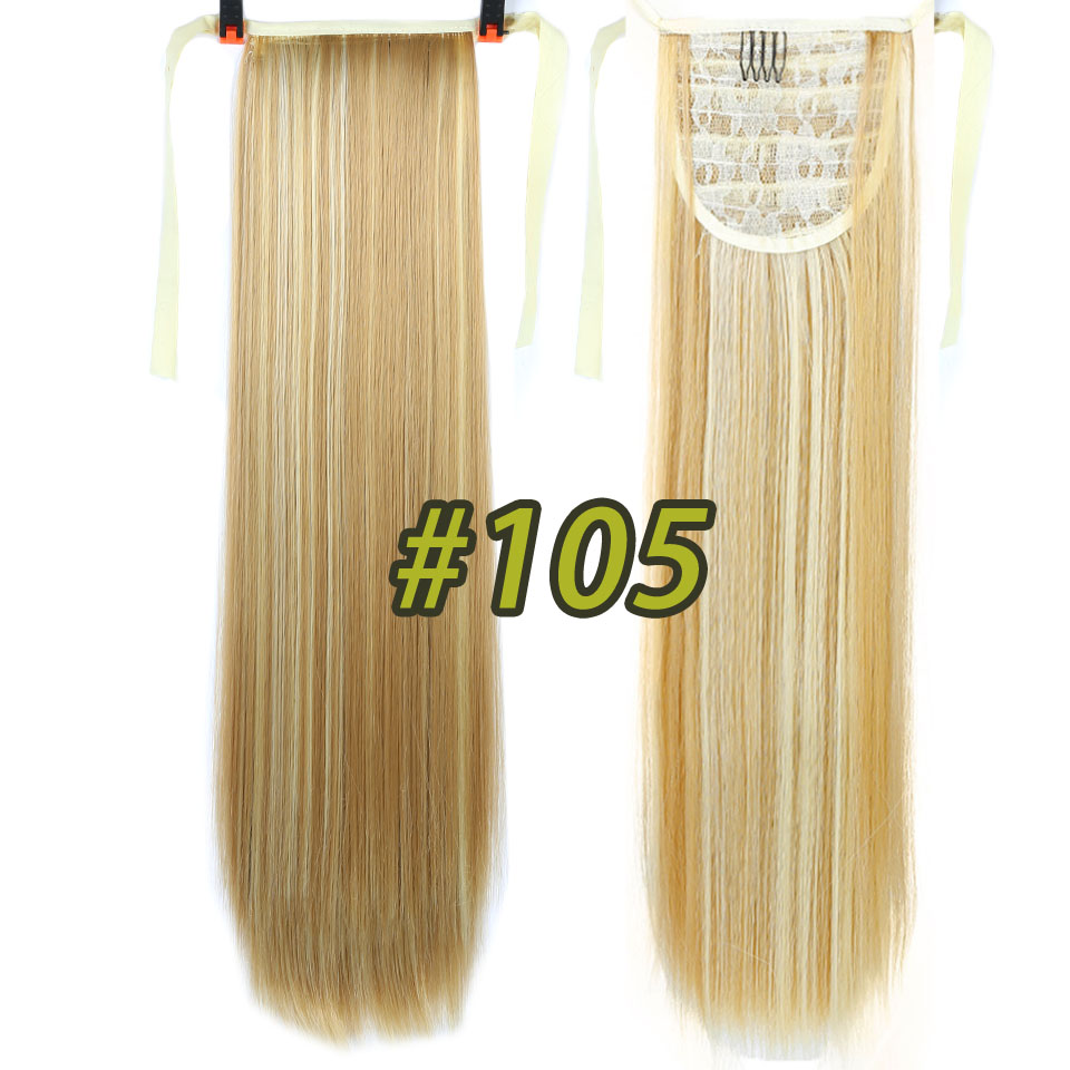 LUPU-peluca larga y Lisa para mujer, coleta de 22 pulgadas, extensiones de cabello sintético resistente a altas temperaturas, color negro Natural: 105