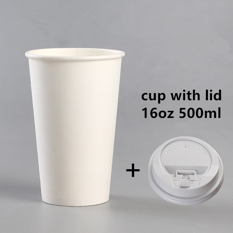 50pcs 14oz/16oz disposable coffee cup 400ml 500ml milk tea white paper cup birthday party favor pink kraft paper sleeve