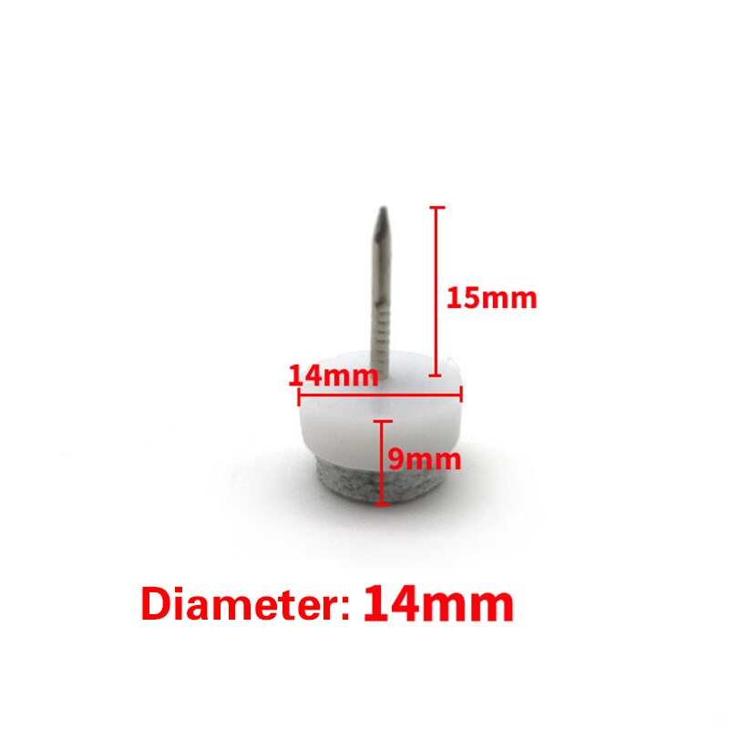 30Pcs Stoel Tafel Meubilair Been Bodem Voeten Nail Protectors Antislip Houten Vloer Protector Vilt Mat Pad nail: 14mm White