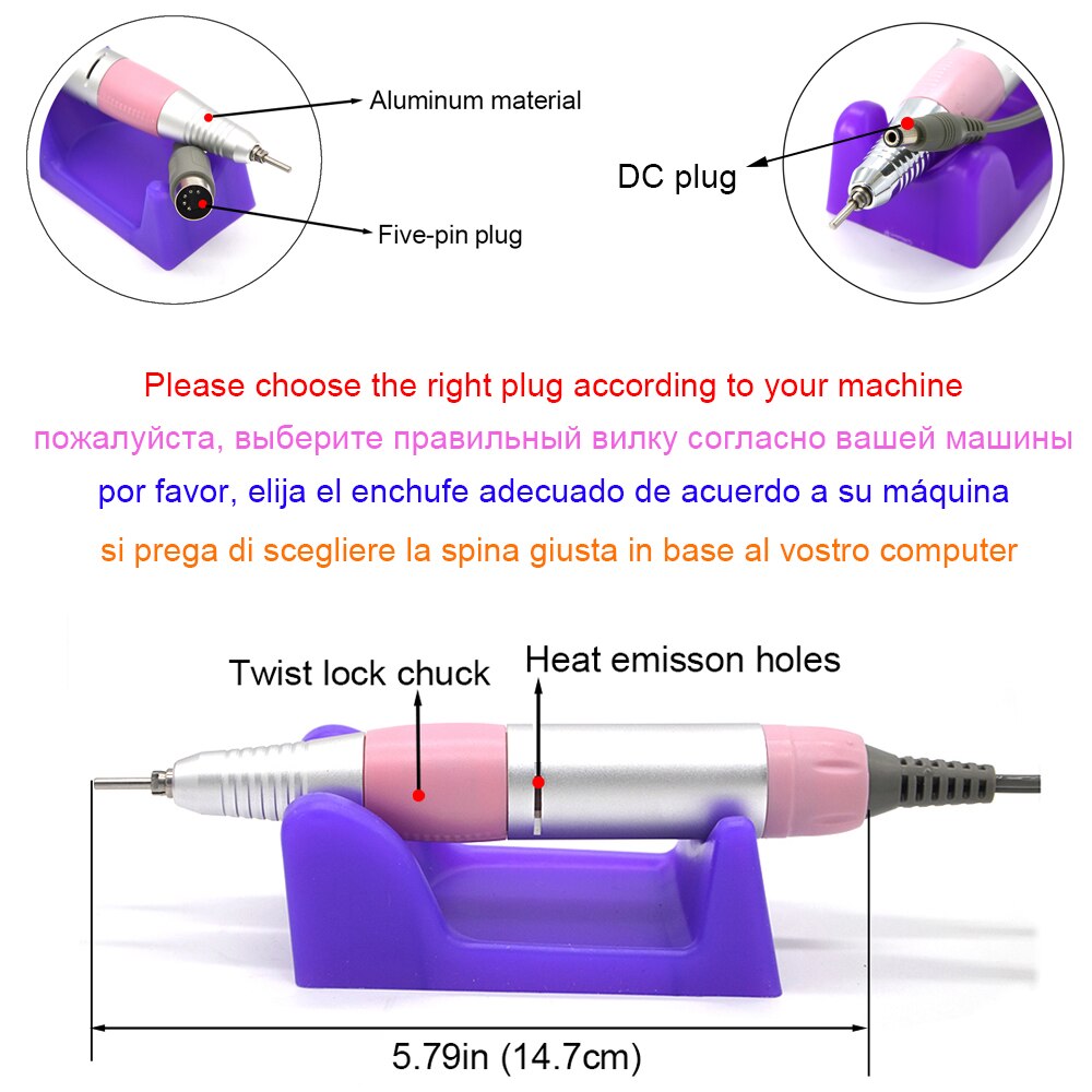 35000RPM Nail Drill Pen Handpiece For Electric Nail Art Manicure Pedicure Drill Machine Accessory Tool DC 3V-DC 12V 1A