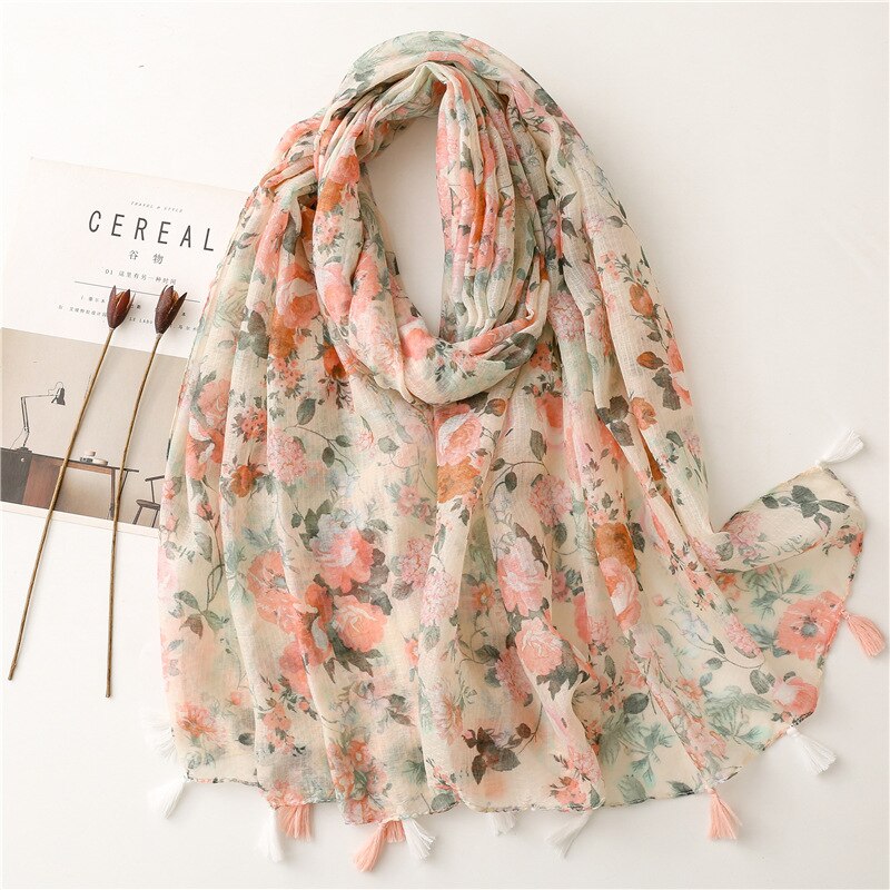 Paisley Abstract Floral Tassel Viscose Shawl Scarf Lady Wrap Thin Pashmina Stole Muslim Hijab 180*90Cm