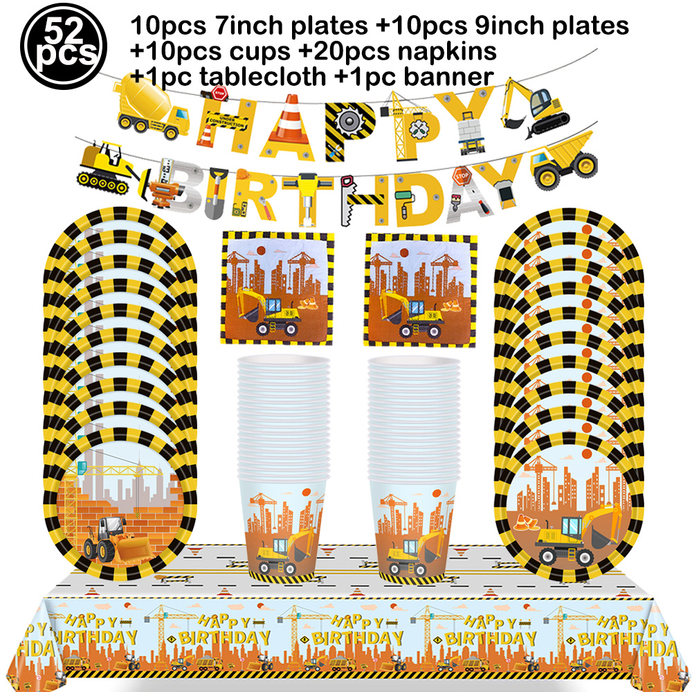 Decoraciones para cupcakes de construcción, camión volquete, excavadora, Tractor, adornos para pasteles para niños, suministros para de cumpleaños