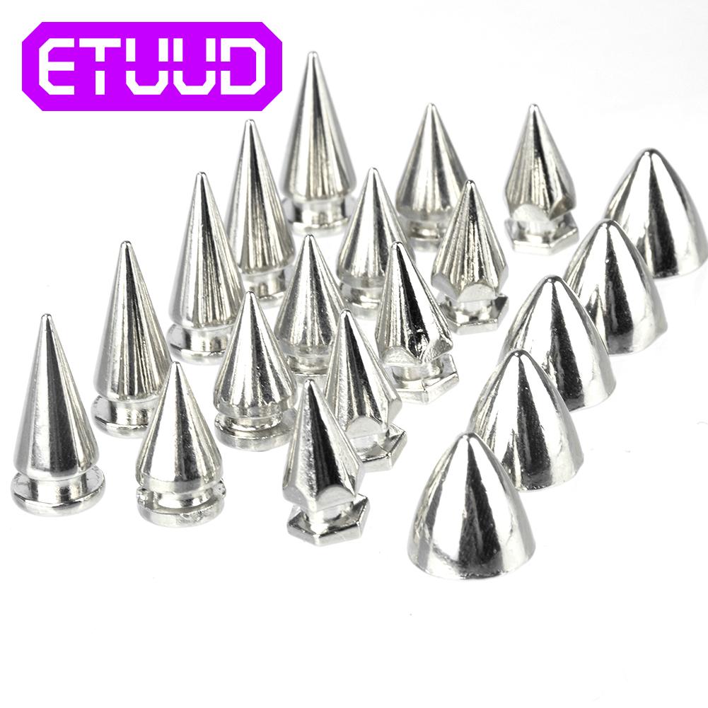 Remaches tipo bala plateados Para Ropa, tachuelas Punk de cuero, Parche de espinas, tachuelas Para Remaches, 10 Uds.