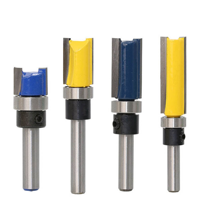 8mm 1/4 "skaft trebearbeidingsfreserbit for tre wolframkarbid cnc verktøy rett trimming freser med lager