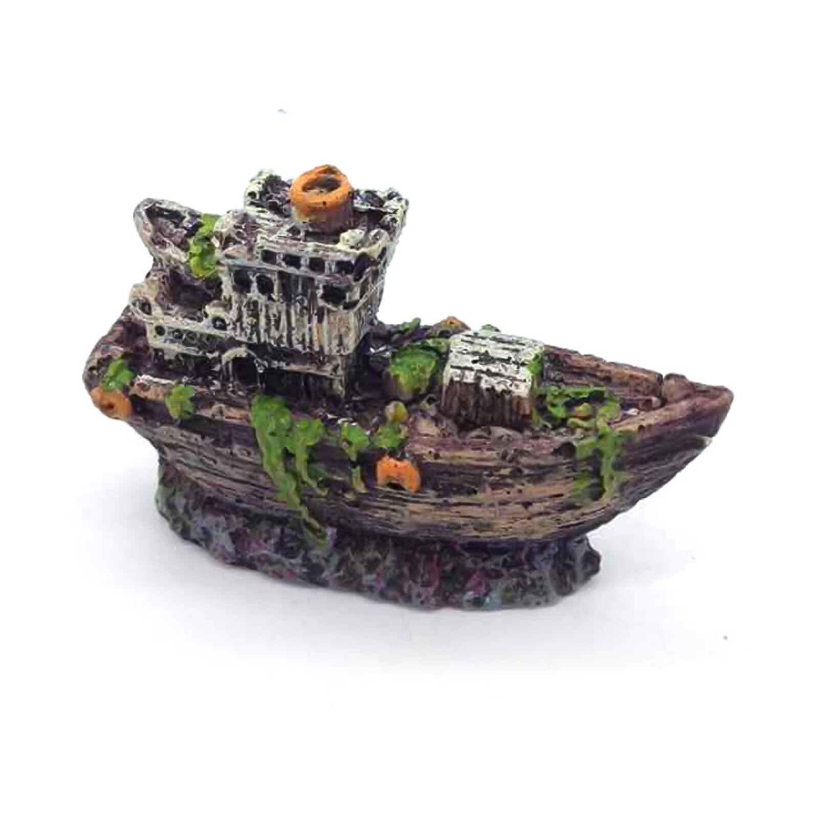 Aquarium Ornament Wreck Sunk Ship Landscape Boat Fish Tank Mini Sunken Ship Resin Boat Model Aquarium Landscaping Decoration