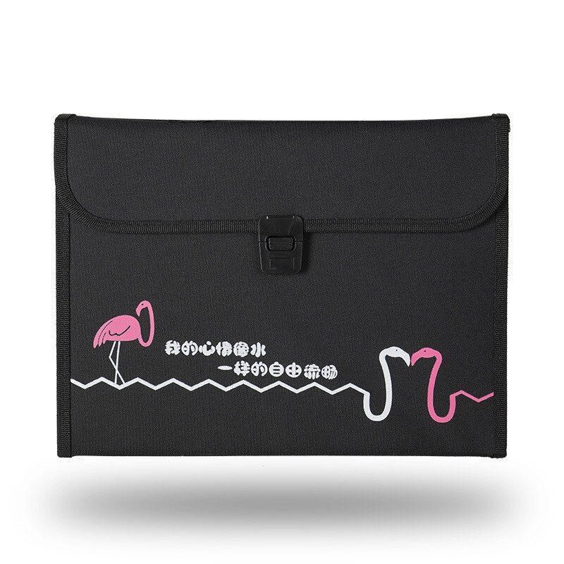 A4 File Folder Cute Flamingo Expanding Wallet Box 13 Layers Document Bag Large Storage Filing Products Fichario Padfolio Case
