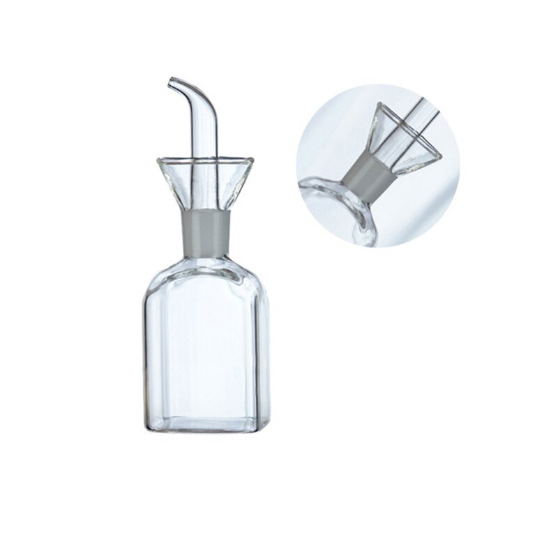 1Piece Glass Condiment Bottles Transparent Clear Rectangle Transparent Glass Oil Pot Household Leakproof Vinegar Sauce Bottle: S