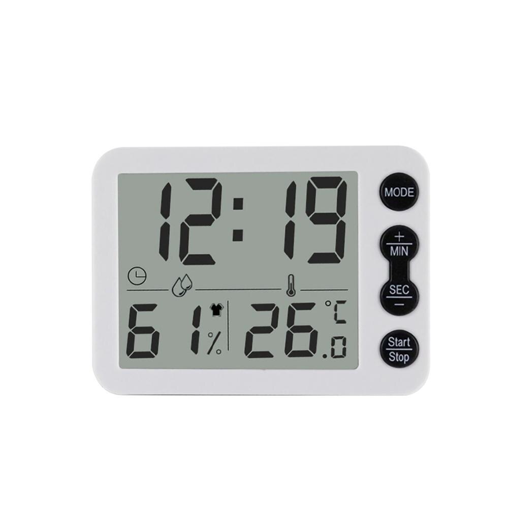 Modern Digital Clock Desktop Led Alarm Clock Temperature Humidity Electronic Table Clock: White