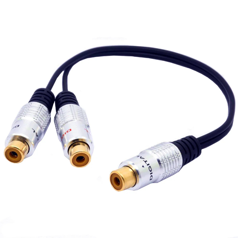 Adaptador Rca Y 1 Rca hembra a 2 Rca macho, Cable divisor para amplificador de Audio, Subwoofer Rca hembra a 2 macho