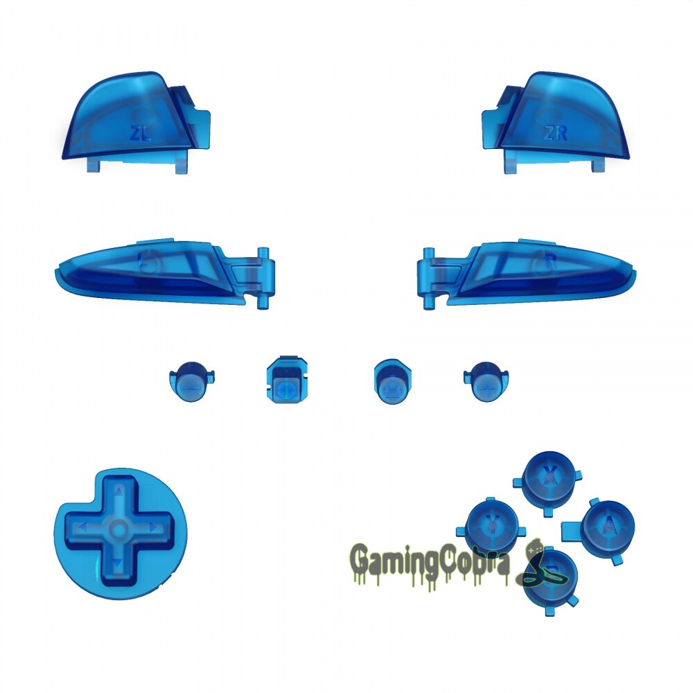 Teclas de repuesto para mando de Nintendo Switch Pro, juego completo de botones con herramientas para reparar extremos ABXY d-pad ZR ZL L R: Transparent Blue