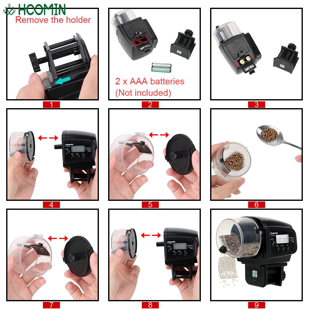 100 ML LCD Display Auto Fish Feeder with Timer Feeding Dispenser Electronic Automatic Food Feeder for Aquarium Fish Tank