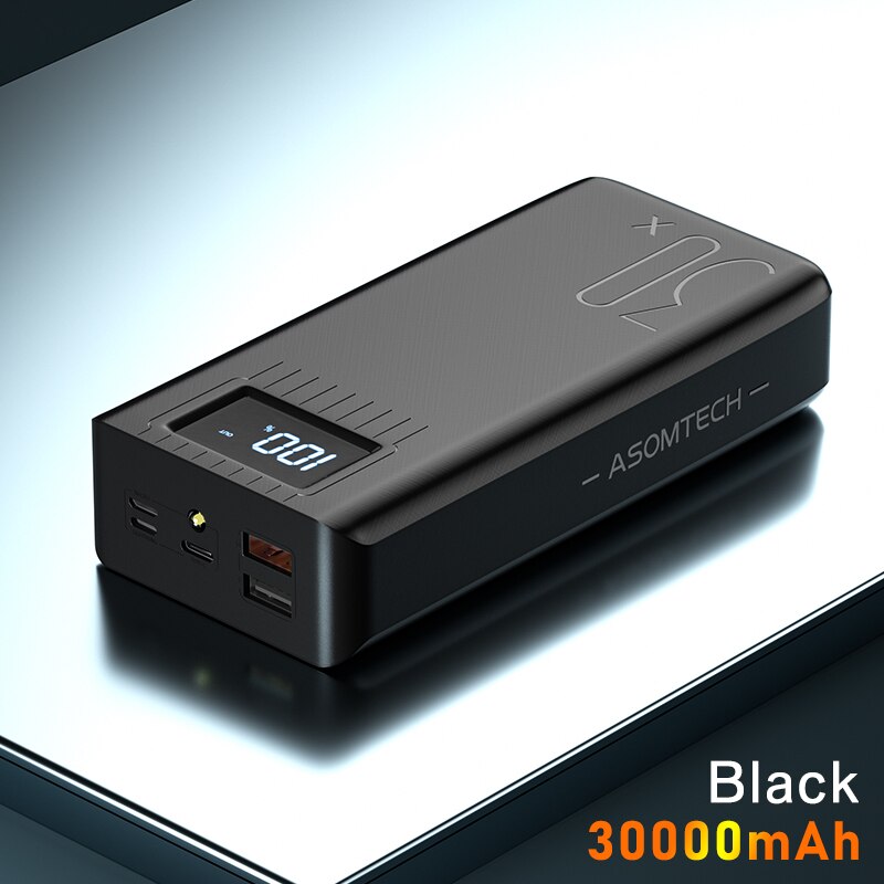 30000mAh batterie externe LED affichage numérique double USB charge rapide batterie externe pour Samsung iPhone 11 Pro batterie externe: Black 30000mah