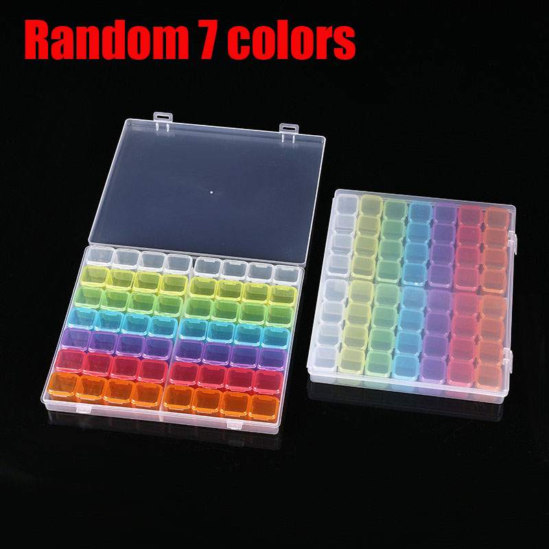 1PC 28/56Girds Clear Opbergdoos Vierkante Compartiment Organisatoren Plastic Opslag Kralen Sieraden Case Thuis Goederen Opslag container: Blauw