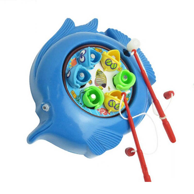 Forældre-barn gamecolor tilfældigt fiskeri legetøj roterende magnetisk magnet fiskeri legetøj til børn lærerigt legetøj: Blå