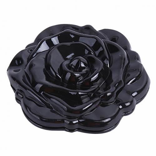 Multicolor mini rose blomst dobbeltsidig rundt speil bærbar reise stereo skjønnhet makeup verktøy fint: Svart