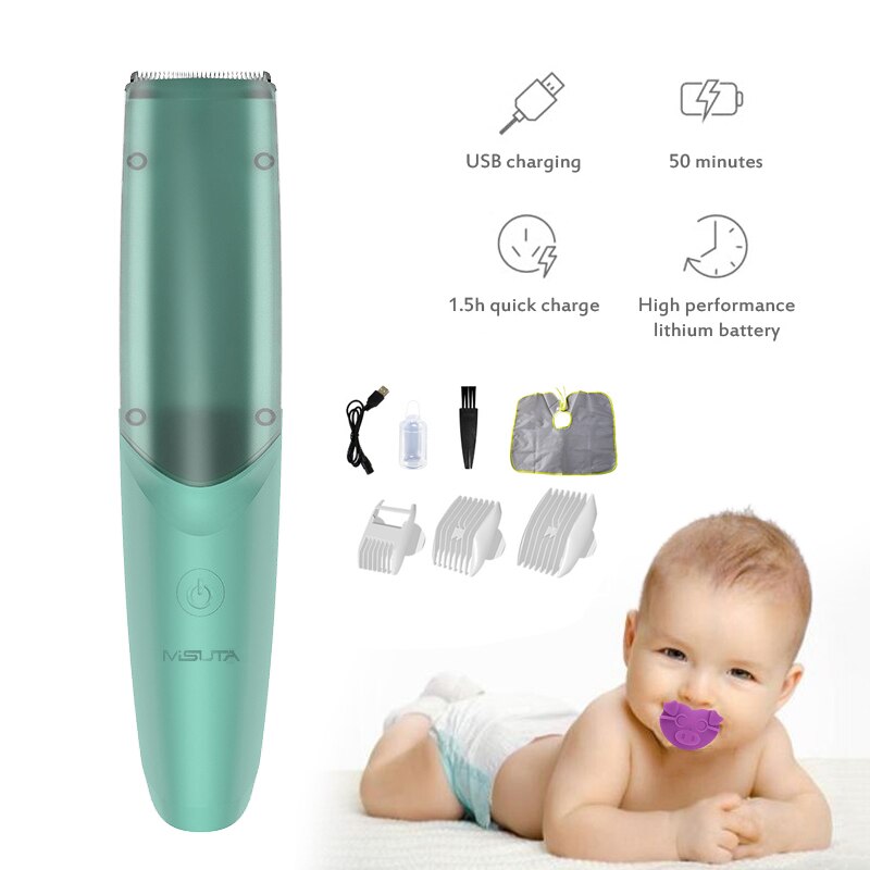 3 Kleuren Kinderen Veiligheid Misuta Haar Zuigen Kapper Opladen Baby Oplaadbare Elektrische Push Shear Baby Scheermes Voor Baby Care