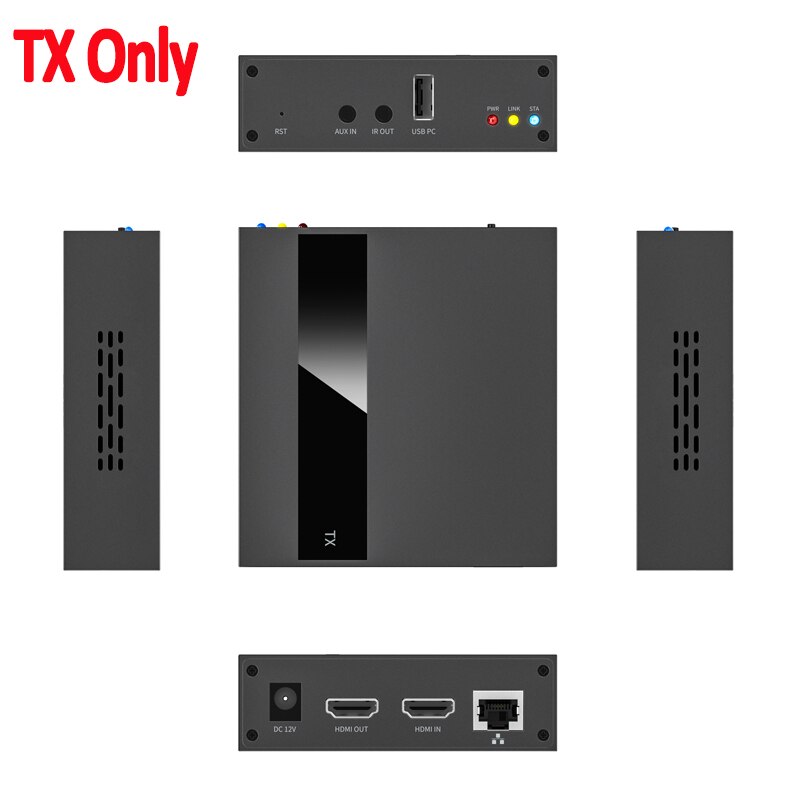 HDMI USB KVM Extender 4K 1080P TCP/IP Over Single Cat5e/6 up to 250M Keyboard &amp; Mouse Over Network, Low Latency, 2 Ports USB Hub: TX Only