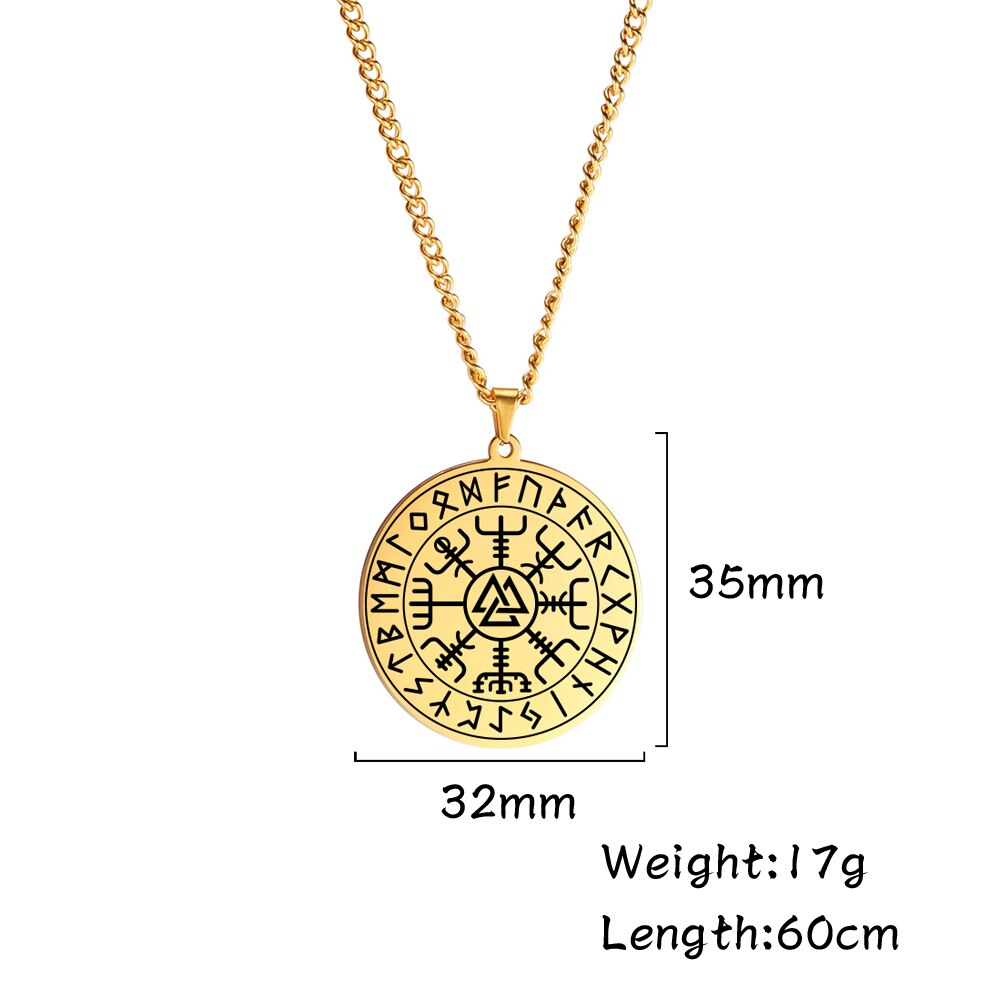 Dawapara nordisch Wikinger Symbol von Nordischen Kompass in Rune Kreis Vegvisir Anhänger Halskette Edelstahl Schmuck Amulett Halsketten