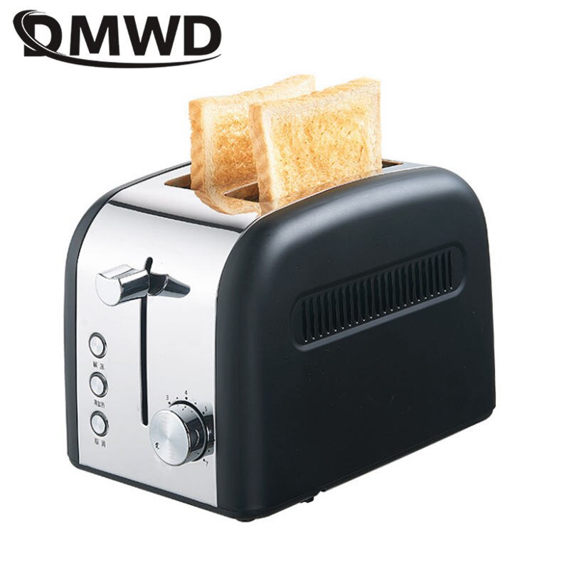 DMWD Multifunctional Electric Toaster 2 slice Automatic Bread Baking machine Stailess steel Toast Sandwich oven with crumb trays