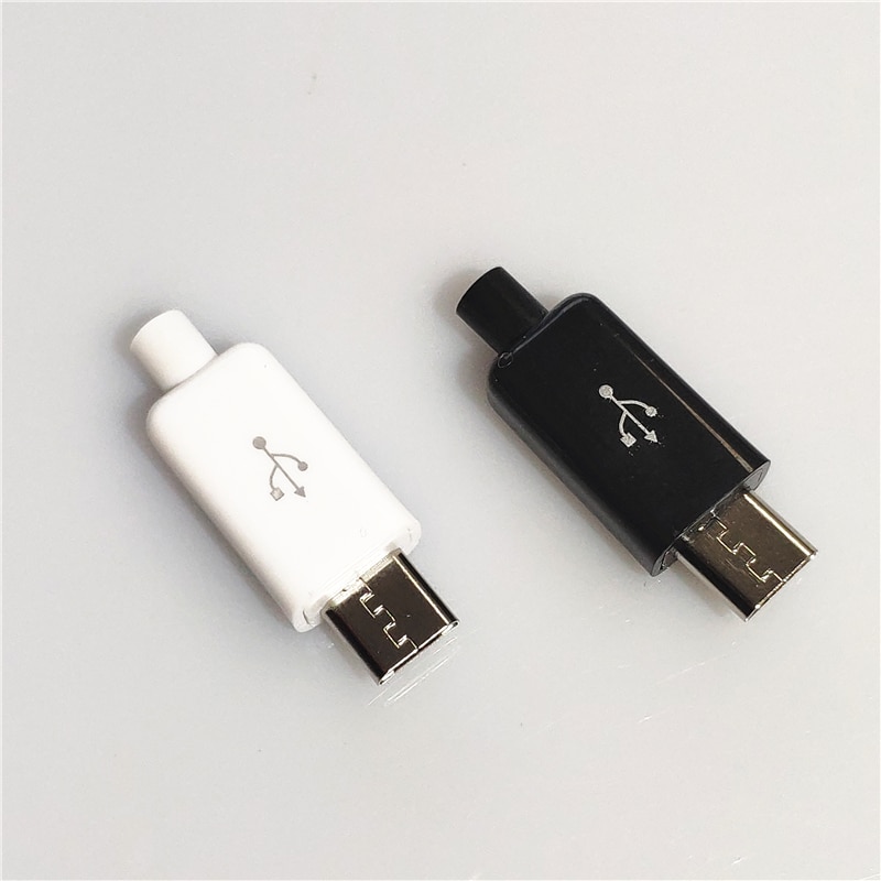 Connecteur mâle Micro USB 4 broches, prise noire/blanche, données de soudage, interface de ligne OTG, accessoires de câble de données à monter soi-même, 10 pièces/lot