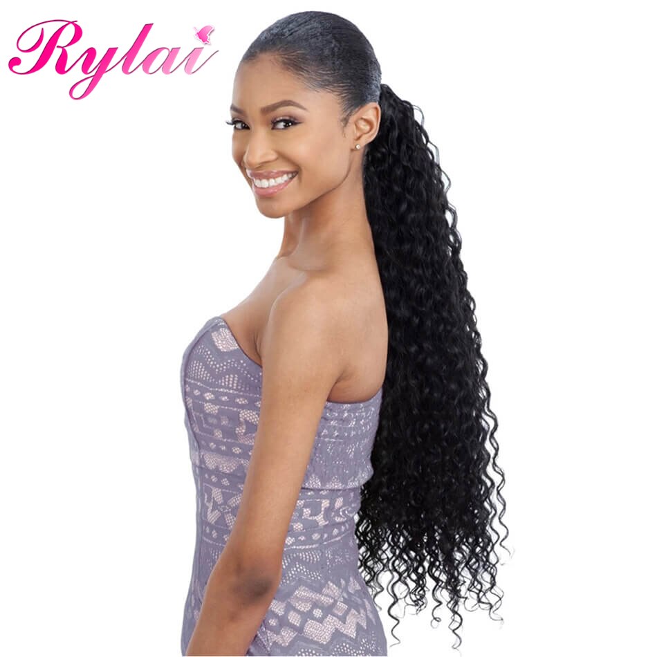 Ponytail Extensions With Clip In Hair Extensions Synthetic Drawstring Ponytail For Women Pony Tail Hair Extensions By RYLAI: #1B