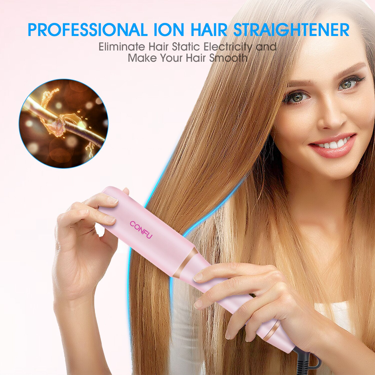 Alisador de pelo 2 en 1, rizador infrarrojo, control de temperatura plana, rizador de pelo, herramienta de cuidado de estilismo