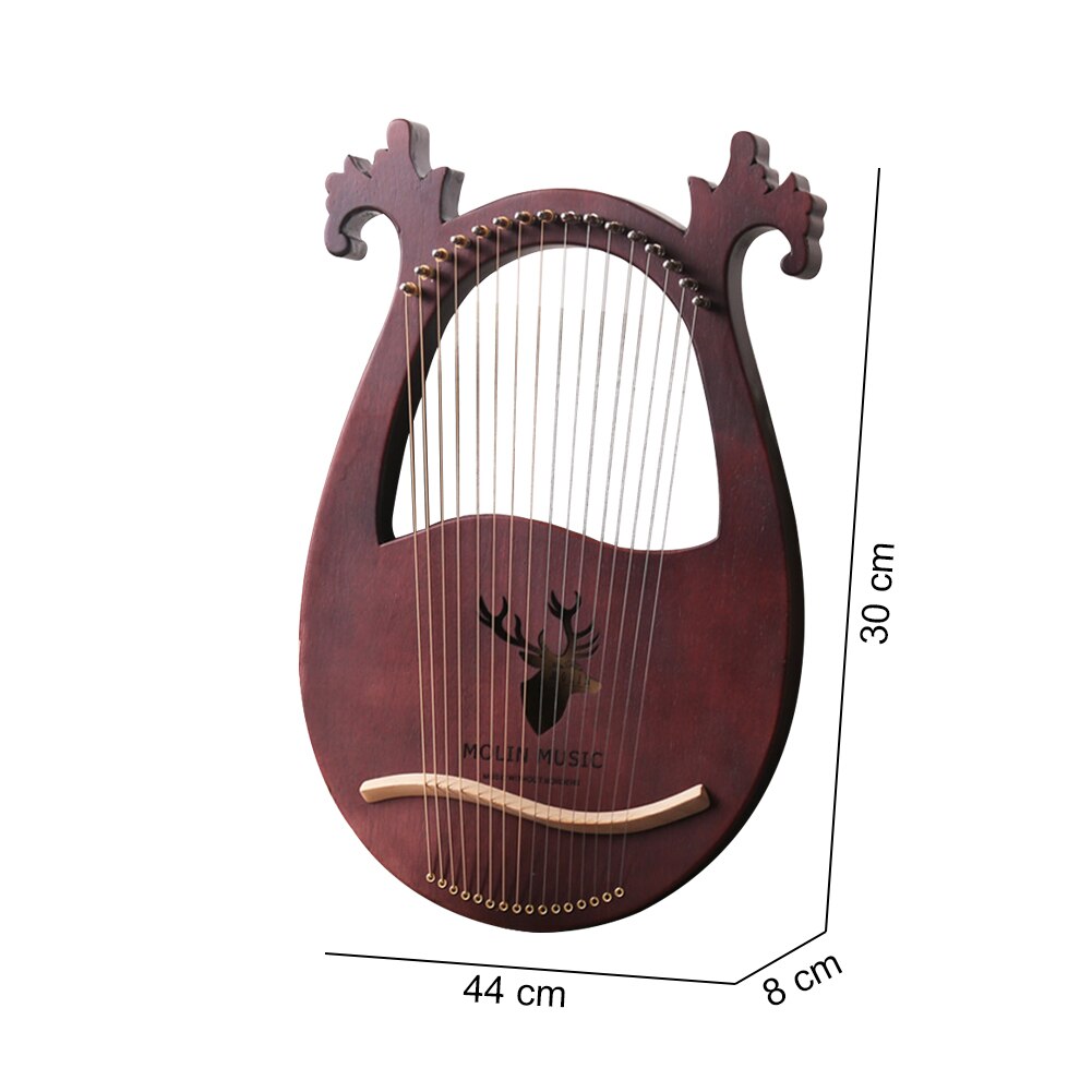 Massivt træ graveret musikinstrument lire harpe 6 strenge rådyr formet klar lyd konkav børnelegetøj