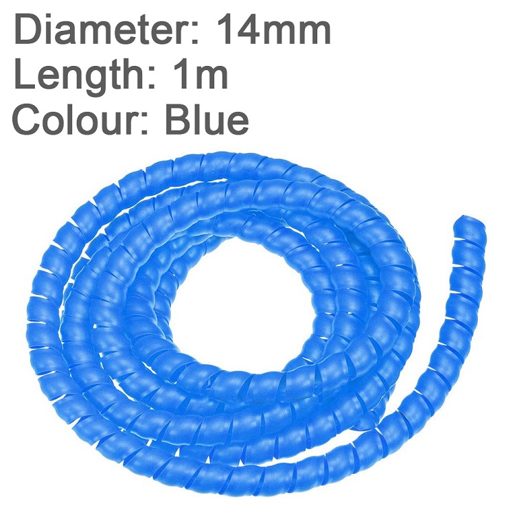 iBudim 1meter 14mm Winding Tube Cable Organizer Pipe Protection Spiral Wrap Wire Protector Cover Cable Management Clips Holder: Blue