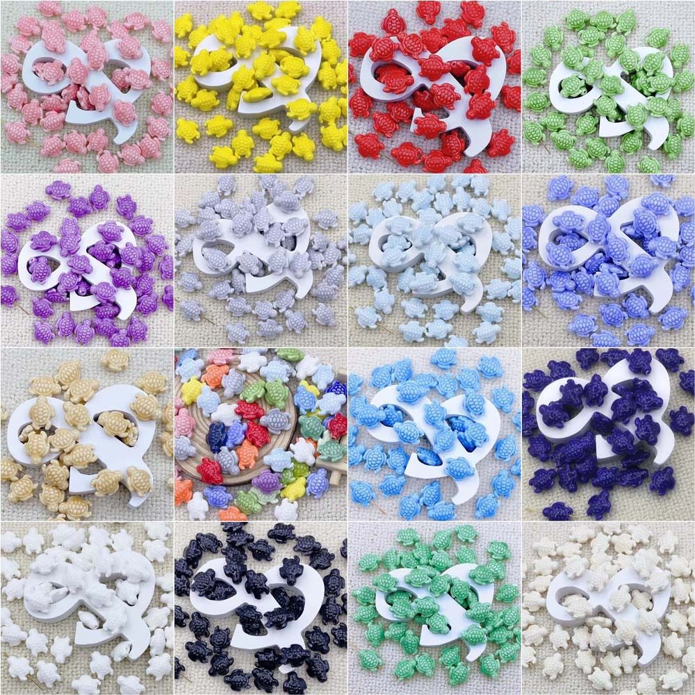 Cuentas de tortuga marina hechas a mano, 10 piezas, espaciador de cerámica de , cuentas sueltas, Kit DE FABRICACIÓN de pulseras 3D