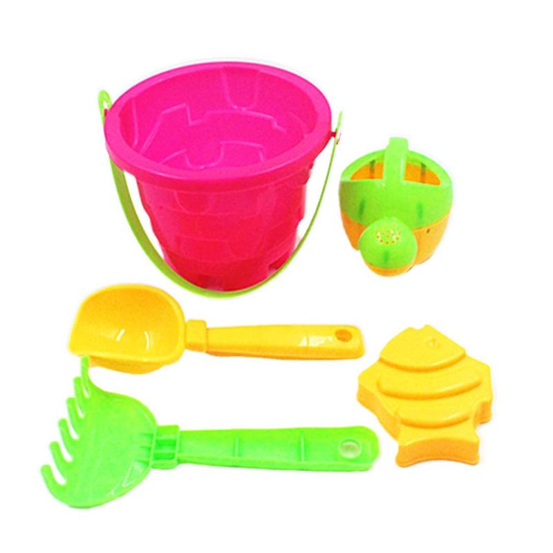 5Pcs/Set Beach Sand Toys Bucket Spade Shovel Rake Grandado