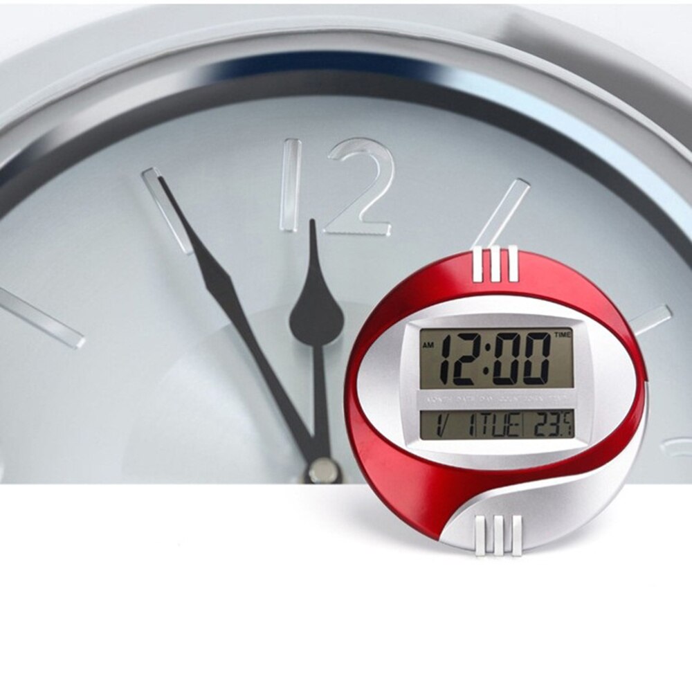 LED Large Display Digital Wall Desk Alarm Clock with Temperature and Humidity without Battery (Red)