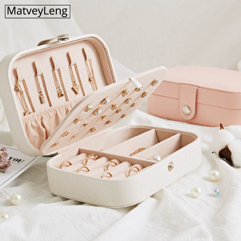 Neue Schmuck Box Große Kapazität Leder Lagerung Schmuck Box Ohrring Ring Halskette mit Spiegel Uhr Schmuck Organizer