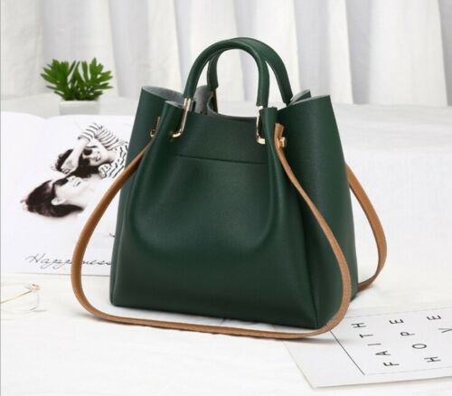 1pc PU Leather Ladies Handbags Larger Women's Bag Hair Ball Shoulder Bag Messenger Crossbody Bag for Women: Green
