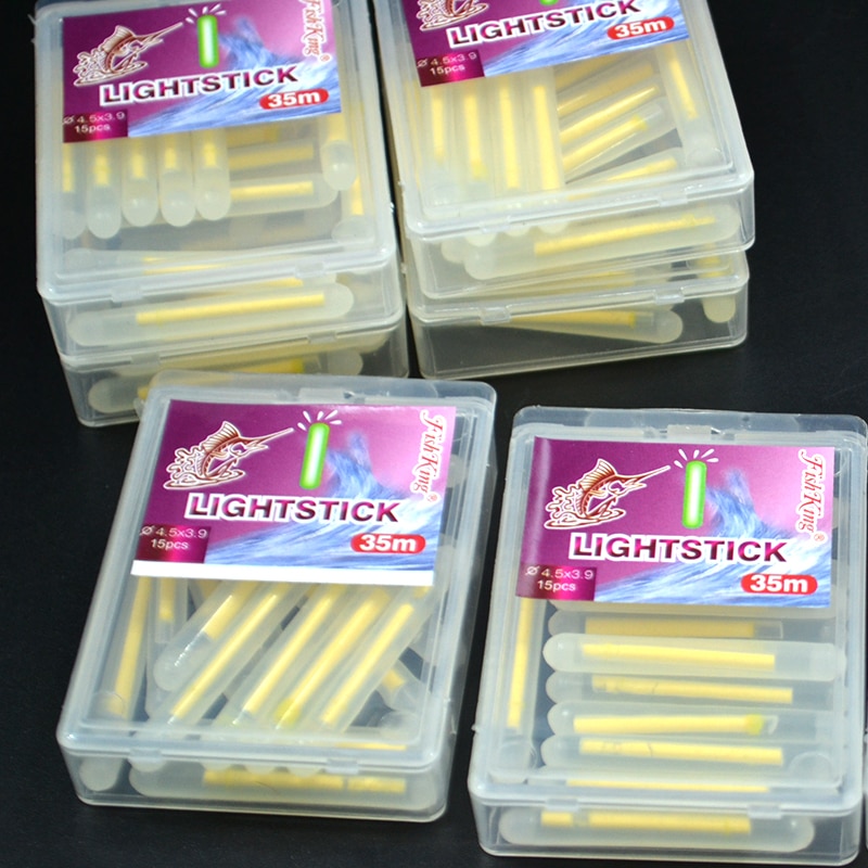 Fish king fishing lys float 15pc/ lot lys stick night float stang lys mørk glød fluorescerende lys pind fiske tilbehør