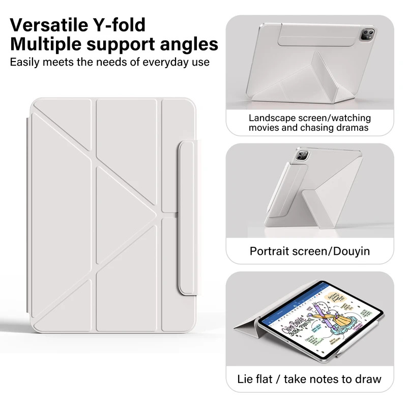 Magnetic for iPad Pro 11 13 inch, Pro 12.9 Air 11 Air4/5 10.9 With Magnetic Detachable Y-Shaped Folding Cover