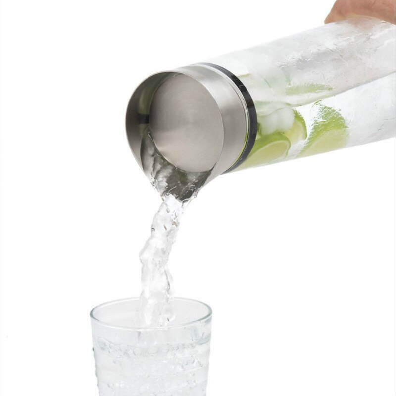 Bottiglia d'acqua in vetro addensato 1L/1.5L con coperchio in acciaio inossidabile brocca per acqua fredda brocca bottiglia per brocca in vetro per succo di acqua bollente